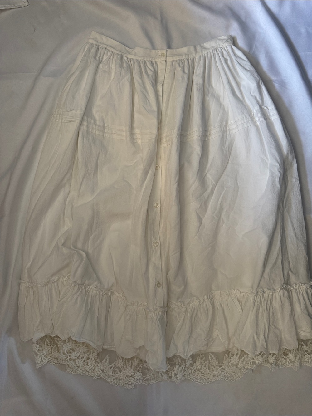 White Midi Ruffled Peasant Skirt - Women's Skirt - Picture 3 of 3